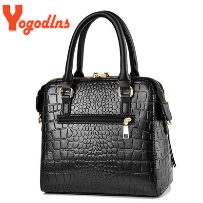 Yogodlns Luxury Crocodile Pattern Handbag  PU Leather Tassel Shoulder Bag Great for Valentines and Mother's day