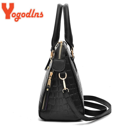 Yogodlns Luxury Crocodile Pattern Handbag  PU Leather Tassel Shoulder Bag Great for Valentines and Mother's day