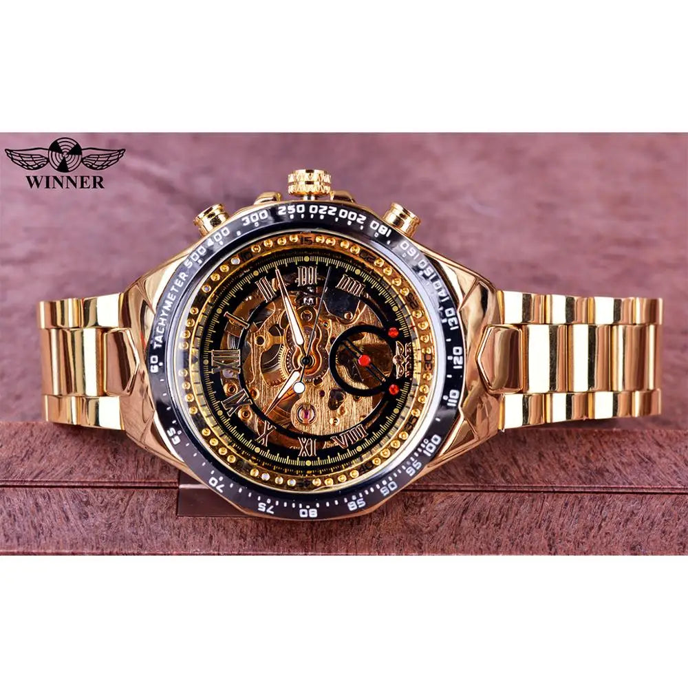 Winner Mechanical Sport Design Bezel Fashion Watch Brand Luxury Men Automatic Skeleton Watch Great for Valentine's day