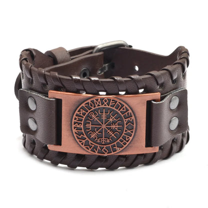 Retro Wide Leather Pirate Compass Bracelet Celtic Viking Compass Bracelet Jewellery Accessories Gifts to Valentine's Day