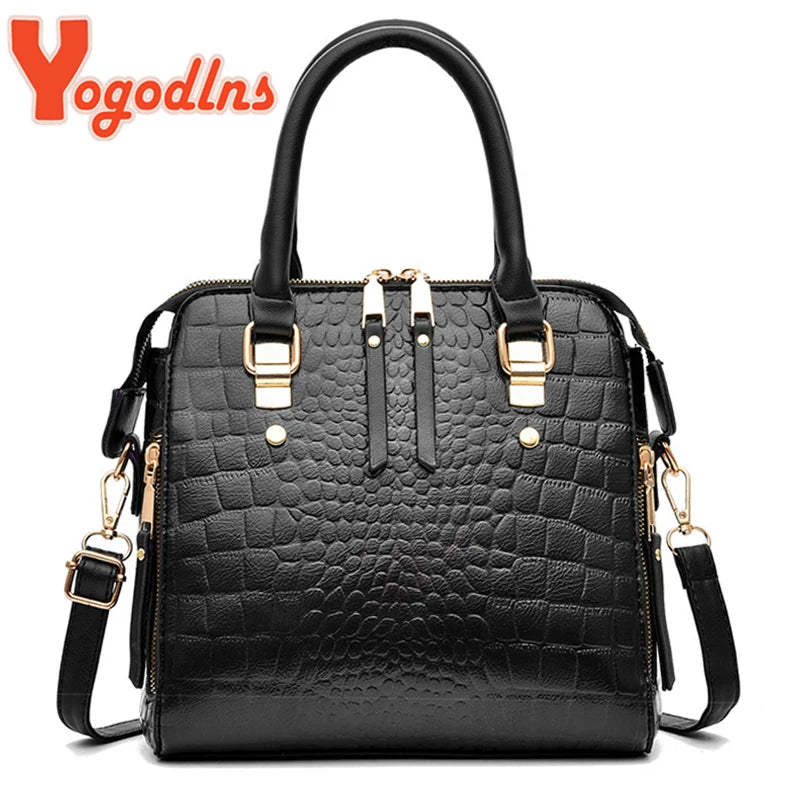 Yogodlns Luxury Crocodile Pattern Handbag  PU Leather Tassel Shoulder Bag Great for Valentines and Mother's day