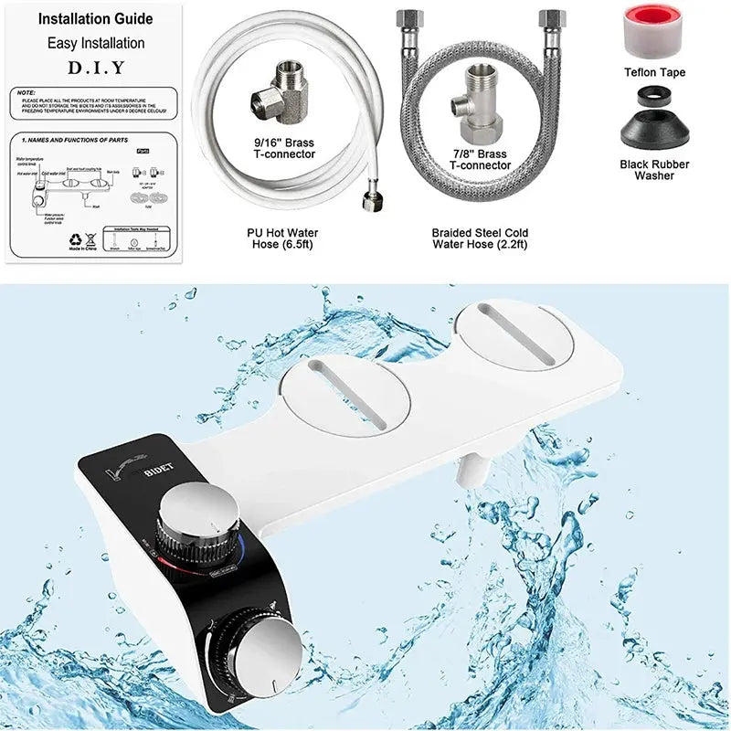 Bidet Toilet Seat Attachment Non-Electric Self-Cleaning Dual Nozzles Wash Hot /Cold Mixer Water Lady Bathroom Accessories Sprayer - The Urban Blasts Ltd