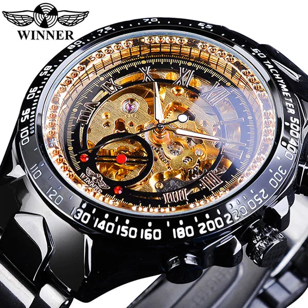 Winner Mechanical Sport Design Bezel Fashion Watch Brand Luxury Men Automatic Skeleton Watch Great for Valentine's day