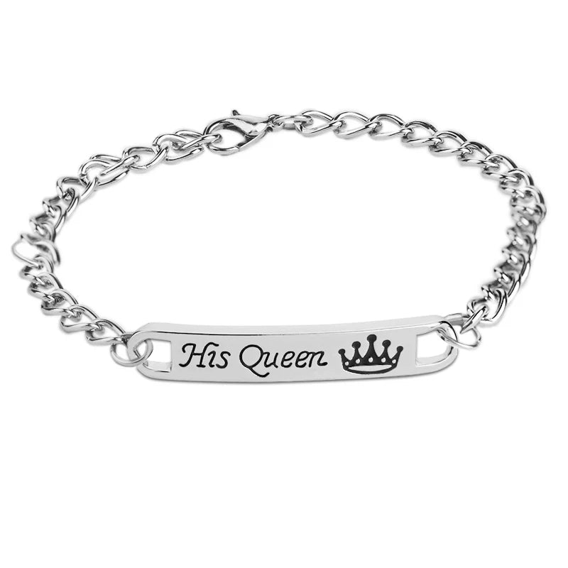 His queen Her king Bracelets for lovers Bending statement couple Gift imperial crown bracelet for Valentine's Day