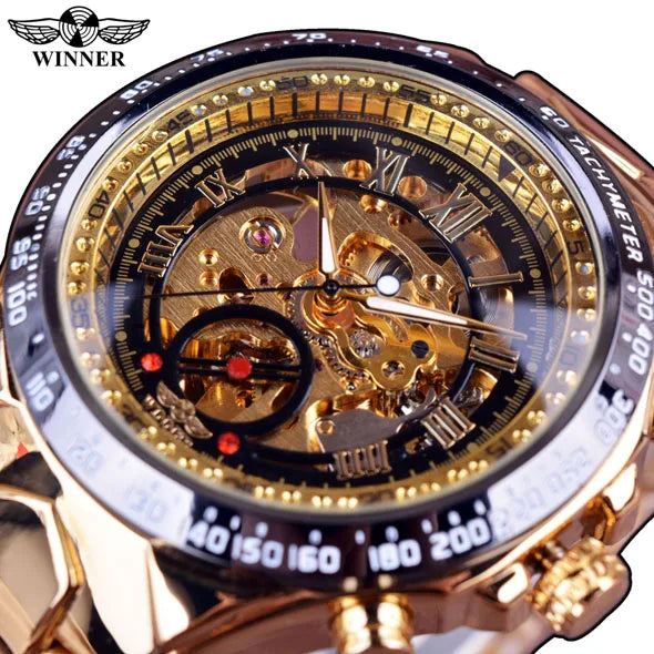 Winner Mechanical Sport Design Bezel Fashion Watch Brand Luxury Men Automatic Skeleton Watch Great for Valentine's day