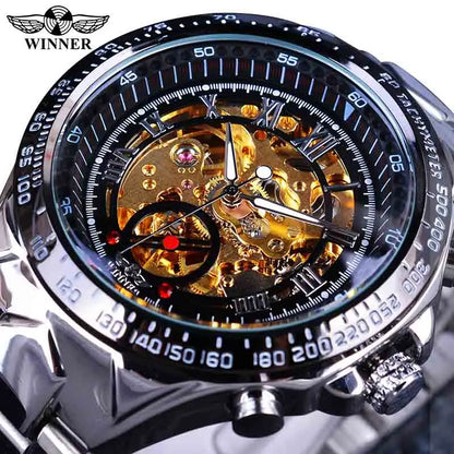 Winner Mechanical Sport Design Bezel Fashion Watch Brand Luxury Men Automatic Skeleton Watch Great for Valentine's day