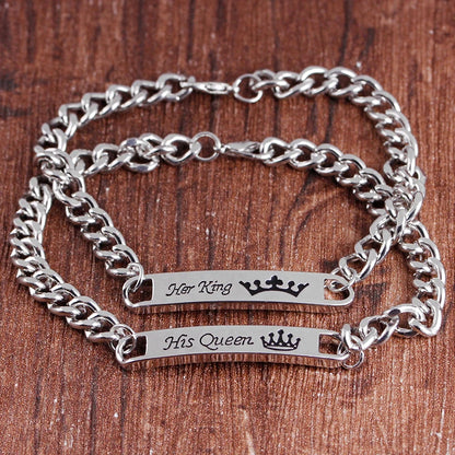 His queen Her king Bracelets for lovers Bending statement couple Gift imperial crown bracelet for Valentine's Day