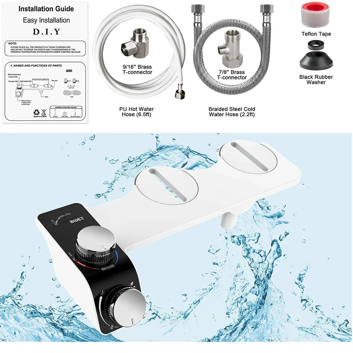 Bidet Toilet Seat Attachment Non-Electric Self-Cleaning Dual Nozzles Wash Hot /Cold Mixer Water Lady Bathroom Accessories Sprayer - The Urban Blasts Ltd