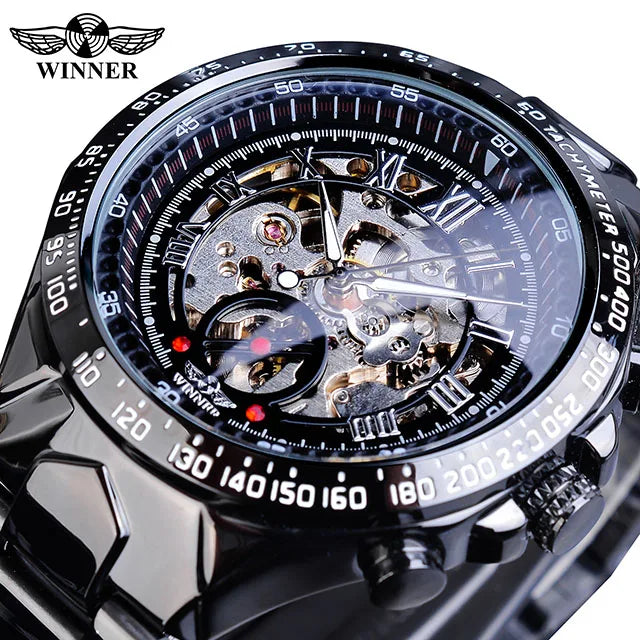 Winner Mechanical Sport Design Bezel Fashion Watch Brand Luxury Men Automatic Skeleton Watch Great for Valentine's day