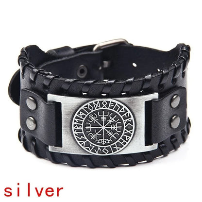 Retro Wide Leather Pirate Compass Bracelet Celtic Viking Compass Bracelet Jewellery Accessories Gifts to Valentine's Day