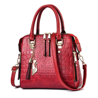 Yogodlns Luxury Crocodile Pattern Handbag  PU Leather Tassel Shoulder Bag Great for Valentines and Mother's day