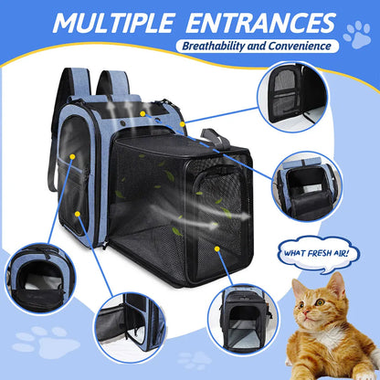Pet Backpack Expandable Foldable Cat Carrier for Small Medium Dog and Cat Transport Dog Bag Large Space Pets Carrier with Zipper - The Urban Blasts Ltd