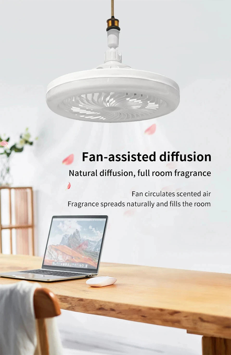 2 In 1 Energy Saving Remote Control Ceiling Fan Lamp Infinitely Dimmable E27 Base Bottom Noise Mute LED Decorative Light 85-265V - The Urban Blasts Ltd
