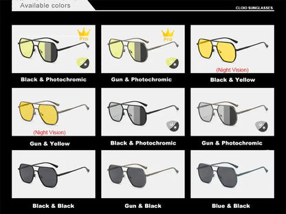 CLLOIO Anti-glare Day Night Vision Glasses Men Women Polarized Driving Sun Glasses Square Aluminum Photochromic Sunglasses UV400 - The Urban Blasts Ltd