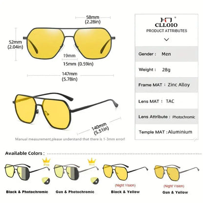 CLLOIO Anti-glare Day Night Vision Glasses Men Women Polarized Driving Sun Glasses Square Aluminum Photochromic Sunglasses UV400 - The Urban Blasts Ltd