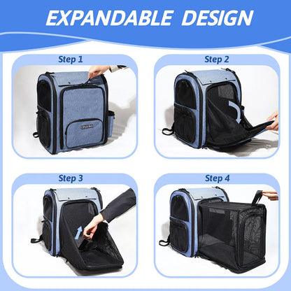 Pet Backpack Expandable Foldable Cat Carrier for Small Medium Dog and Cat Transport Dog Bag Large Space Pets Carrier with Zipper - The Urban Blasts Ltd