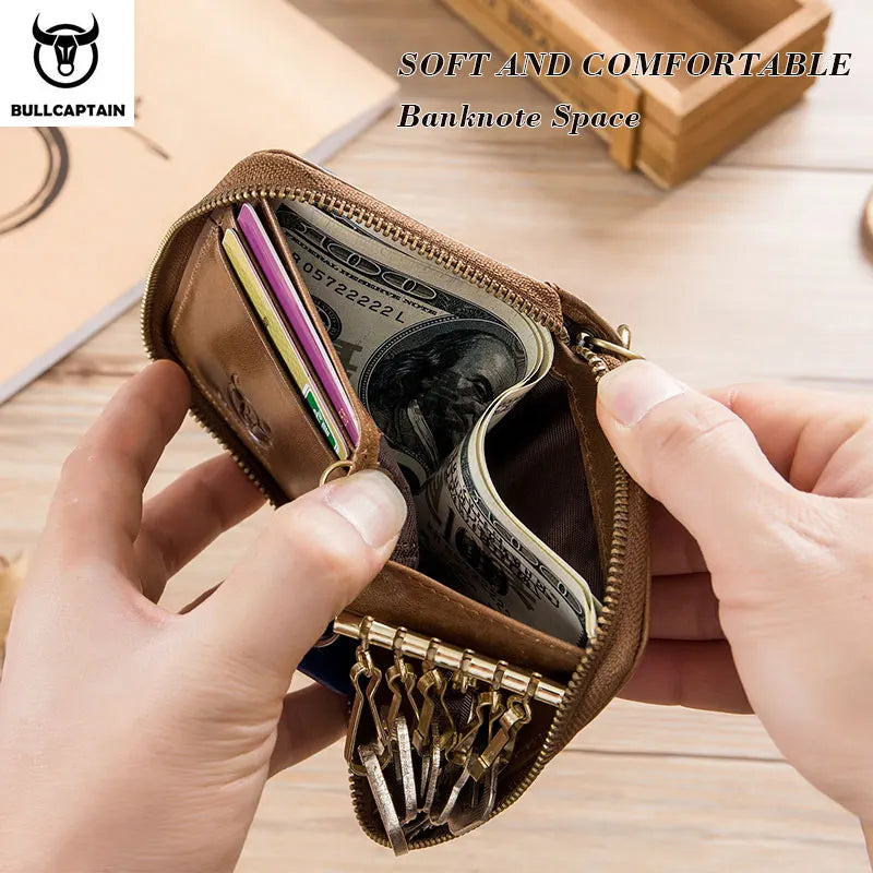 BULLCAPTAIN Genuine Leather Men's Key Card Bag High-quality Multi-function Wallet - The Urban Blasts Ltd