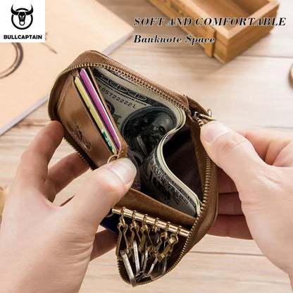 BULLCAPTAIN Genuine Leather Men's Key Card Bag High-quality Multi-function Wallet - The Urban Blasts Ltd