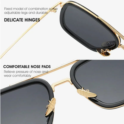 Steam Punk Sunglasses Fashion Square Driving Glasses Unisex Metal Frame Trendy Shades