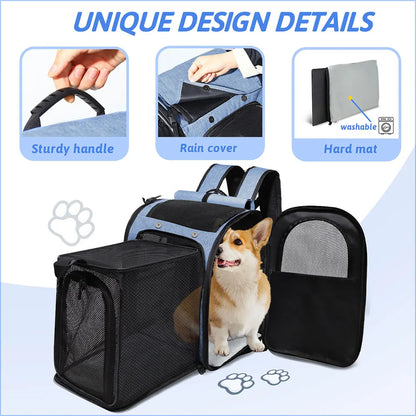 Pet Backpack Expandable Foldable Cat Carrier for Small Medium Dog and Cat Transport Dog Bag Large Space Pets Carrier with Zipper - The Urban Blasts Ltd