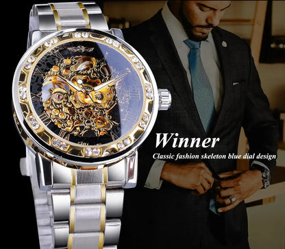 Fashion Winner Hot Top Brand Luxury Men Transparent Diamond Luminou Smovement Male Mechanical Skeleton Royal Design Wrist Watch - The Urban Blasts Ltd