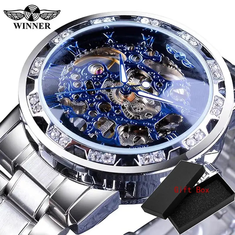 Fashion Winner Hot Top Brand Luxury Men Transparent Diamond Luminou Smovement Male Mechanical Skeleton Royal Design Wrist Watch - The Urban Blasts Ltd