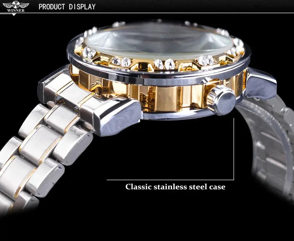 Fashion Winner Hot Top Brand Luxury Men Transparent Diamond Luminou Smovement Male Mechanical Skeleton Royal Design Wrist Watch - The Urban Blasts Ltd