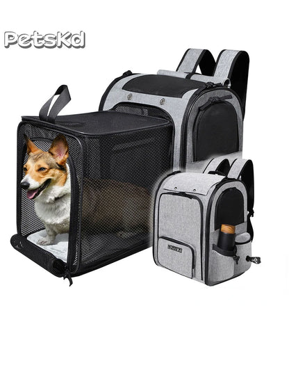 Pet Backpack Expandable Foldable Cat Carrier for Small Medium Dog and Cat Transport Dog Bag Large Space Pets Carrier with Zipper - The Urban Blasts Ltd