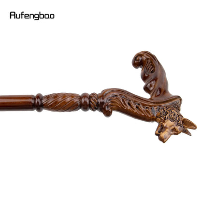 Wolf Brown Wooden Fashion Walking Stick Decorative Vampire Cospaly Party Wood Walking Cane Halloween Mace Wand Crosier 93cm - The Urban Blasts Ltd