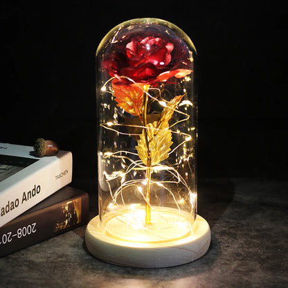 LED Night Light Rose In Flask Glass For Valentines and Mother's day