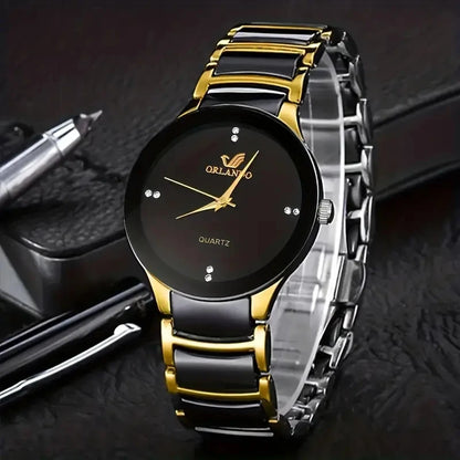 5pcs Men's New Classic Steel Band Versatile Watch - Quartz Watch, Keychain, Barber, Sunglasses, Wallet Perfect for Valentine's Day