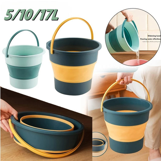 5/10L Folding Portable Bucket with Cover Car Wash Fishing Bathroom Tool Silicone Bucket Outdoor Camping Household Supplies - The Urban Blasts Ltd