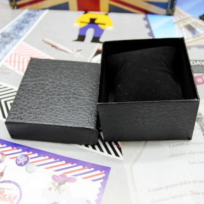 Fashion Lychee Pattern Imitation Leather Cardboard for Watches and Jewellery Accessories in Black Storage Box Gift