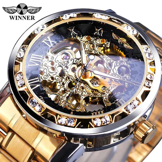 Fashion Winner Hot Top Brand Luxury Men Transparent Diamond Luminou Smovement Male Mechanical Skeleton Royal Design Wrist Watch - The Urban Blasts Ltd