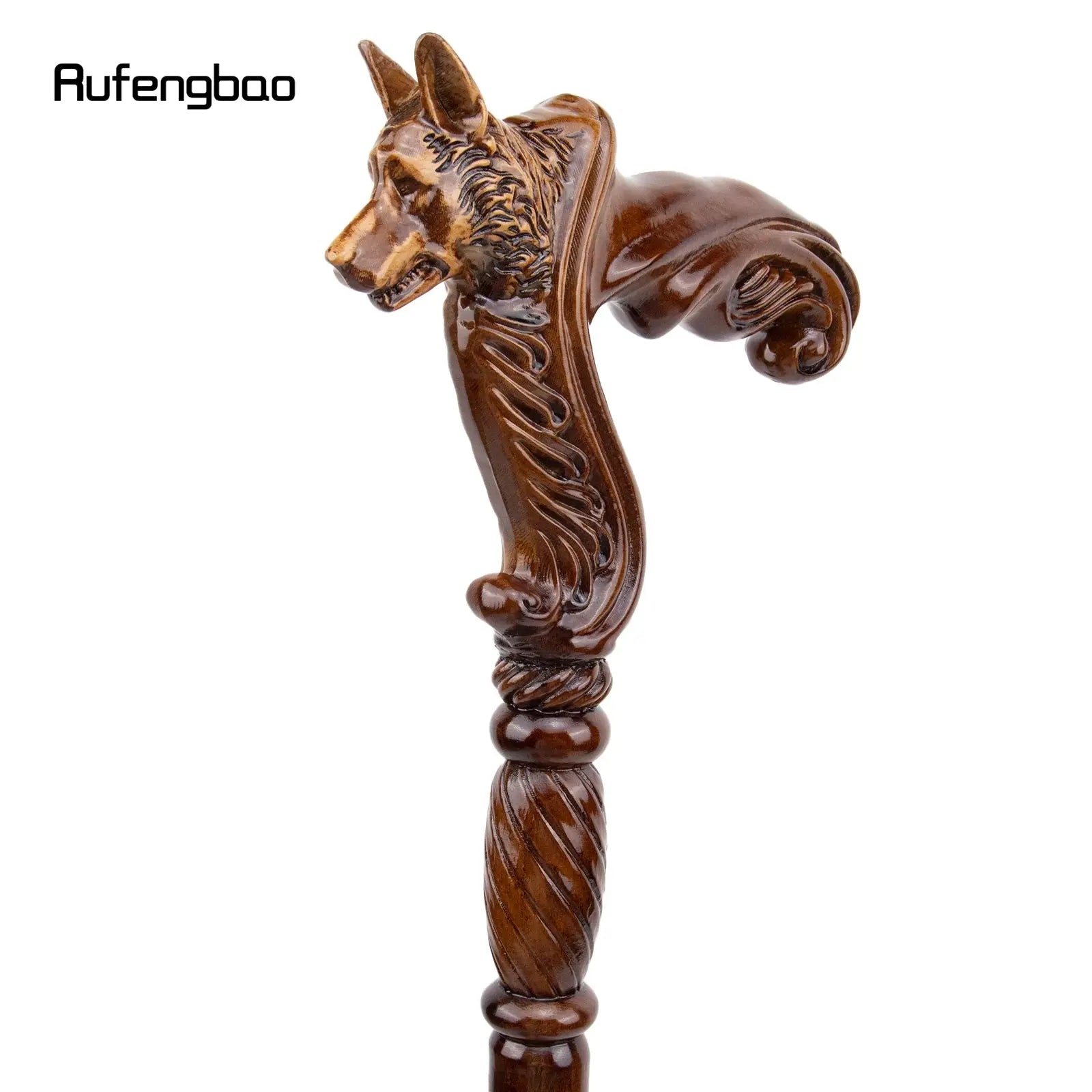 Wolf Brown Wooden Fashion Walking Stick Decorative Vampire Cospaly Party Wood Walking Cane Halloween Mace Wand Crosier 93cm - The Urban Blasts Ltd