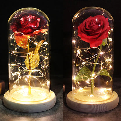 LED Night Light Rose In Flask Glass For Valentines and Mother's day