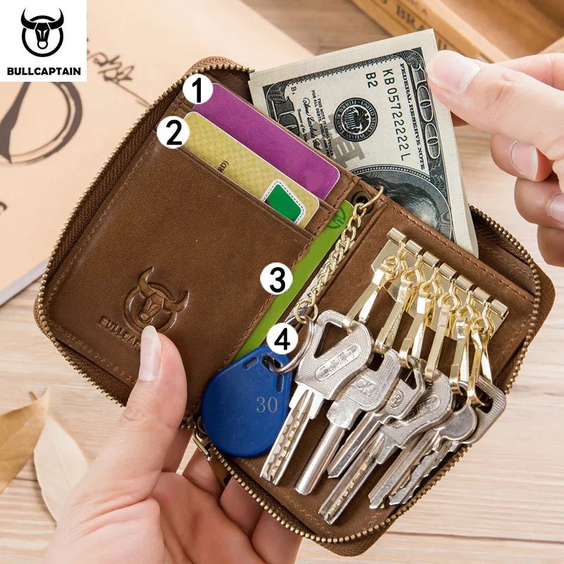 BULLCAPTAIN Genuine Leather Men's Key Card Bag High-quality Multi-function Wallet - The Urban Blasts Ltd