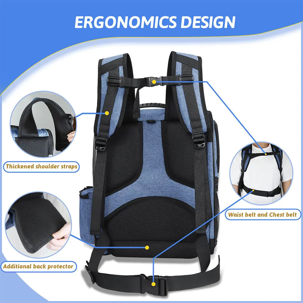 Pet Backpack Expandable Foldable Cat Carrier for Small Medium Dog and Cat Transport Dog Bag Large Space Pets Carrier with Zipper - The Urban Blasts Ltd