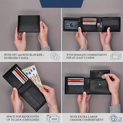 2025 New Men's Wallet with Coin Pocket RFID Protection Carbon Fiber Wallet for Men - The Urban Blasts Ltd