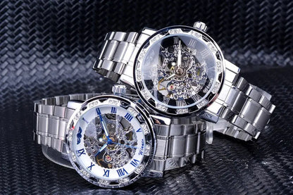 Fashion Winner Hot Top Brand Luxury Men Transparent Diamond Luminou Smovement Male Mechanical Skeleton Royal Design Wrist Watch - The Urban Blasts Ltd