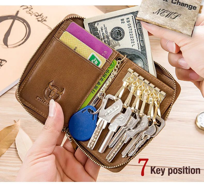 BULLCAPTAIN Genuine Leather Men's Key Card Bag High-quality Multi-function Wallet - The Urban Blasts Ltd