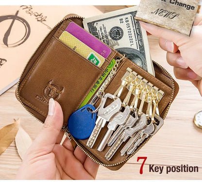 BULLCAPTAIN Genuine Leather Men's Key Card Bag High-quality Multi-function Wallet - The Urban Blasts Ltd