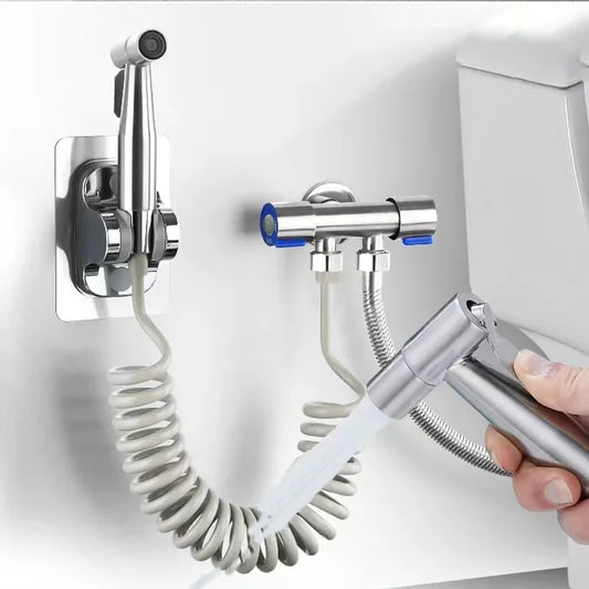 Toilet matching bidet spray set, one in two out double control double out faucet, with 1.5M flexible hose - The Urban Blasts Ltd