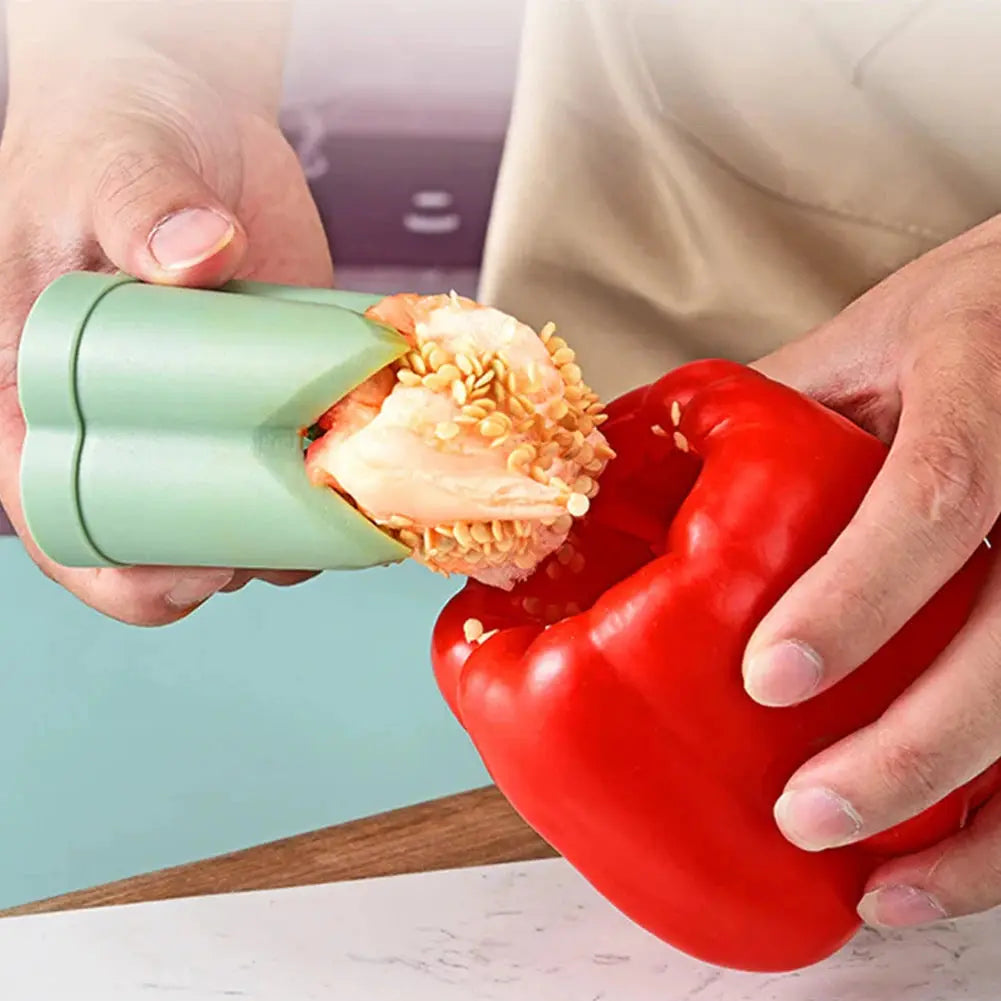 2-in-1 Fruit Pepper Corer Color Pepper Corer Seed Removing Tool Portable Kitchen Utensil Reusable Fruit Vegetable Coring Tool - The Urban Blasts Ltd