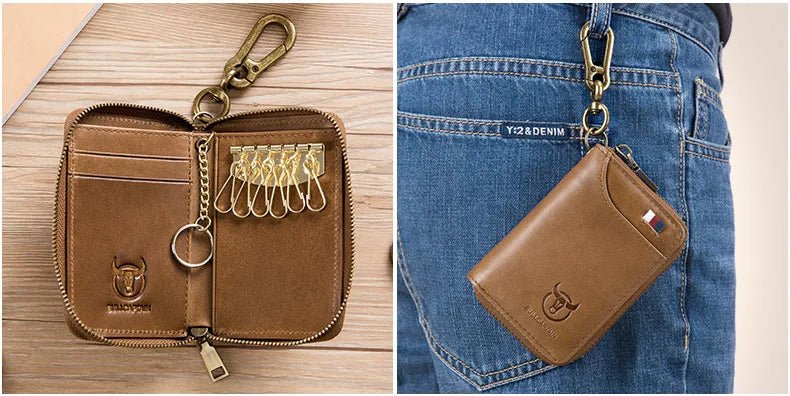 BULLCAPTAIN Genuine Leather Men's Key Card Bag High-quality Multi-function Wallet - The Urban Blasts Ltd