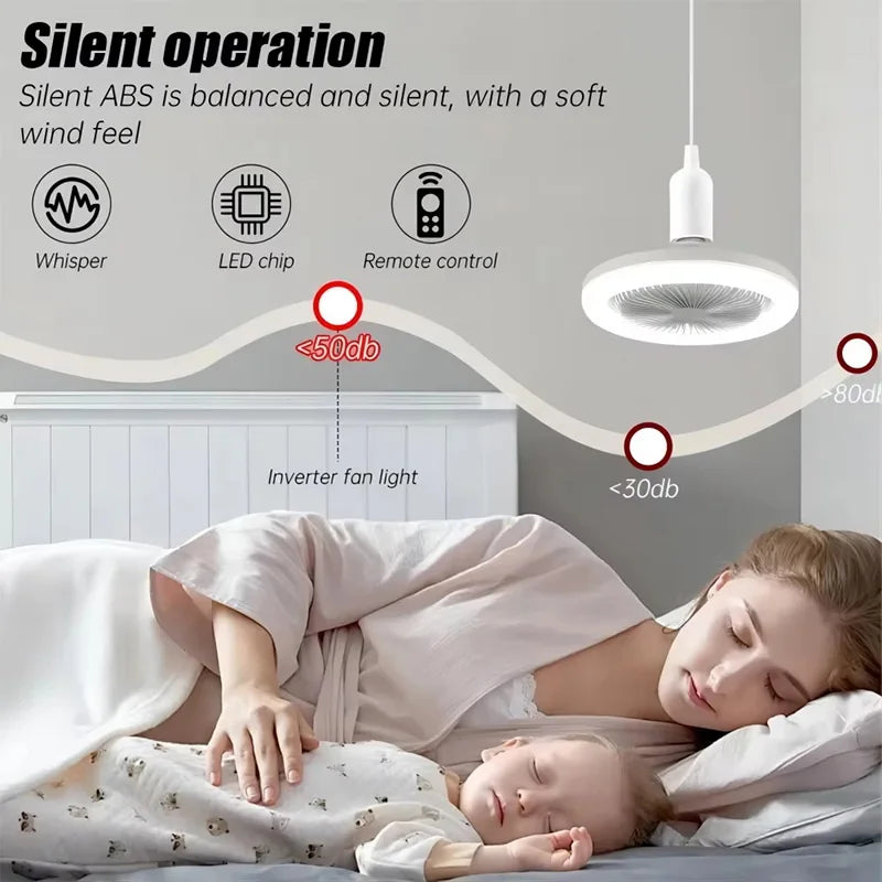 2 In 1 Energy Saving Remote Control Ceiling Fan Lamp Infinitely Dimmable E27 Base Bottom Noise Mute LED Decorative Light 85-265V - The Urban Blasts Ltd