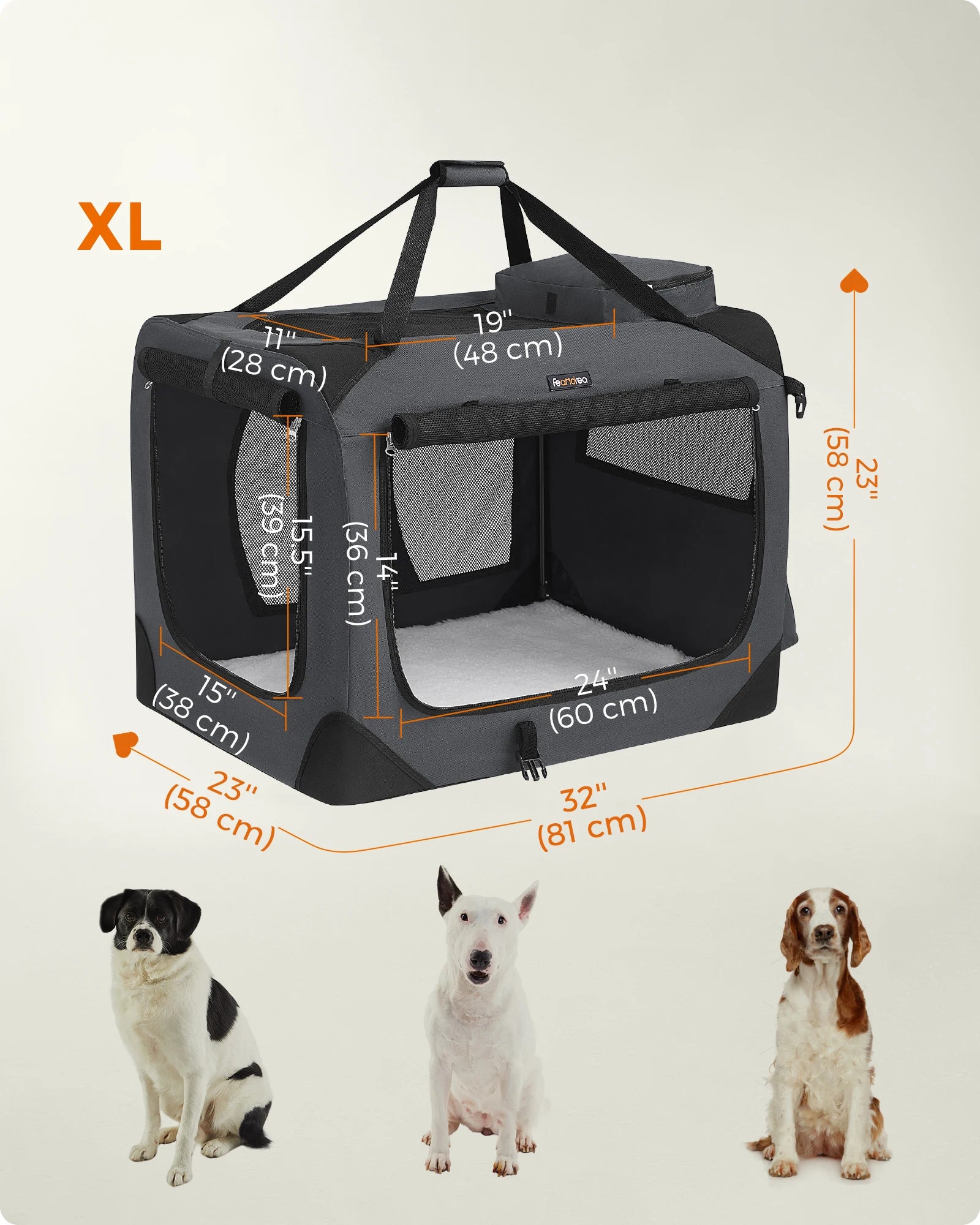Feandrea Foldable Pet Carrier Bag, Portable Dog Travel Crate, Soft Sided Travel Carrier Large Dog Crate for Car - The Urban Blasts Ltd