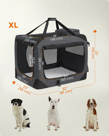 Feandrea Foldable Pet Carrier Bag, Portable Dog Travel Crate, Soft Sided Travel Carrier Large Dog Crate for Car - The Urban Blasts Ltd
