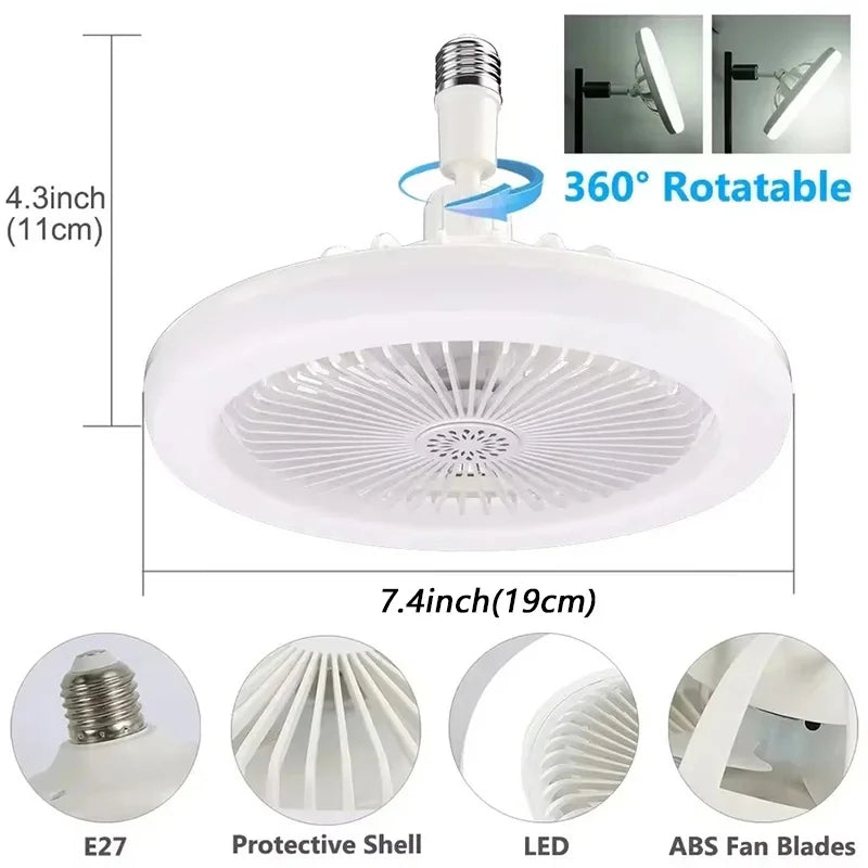 2 In 1 Energy Saving Remote Control Ceiling Fan Lamp Infinitely Dimmable E27 Base Bottom Noise Mute LED Decorative Light 85-265V - The Urban Blasts Ltd