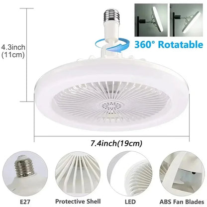 2 In 1 Energy Saving Remote Control Ceiling Fan Lamp Infinitely Dimmable E27 Base Bottom Noise Mute LED Decorative Light 85-265V - The Urban Blasts Ltd